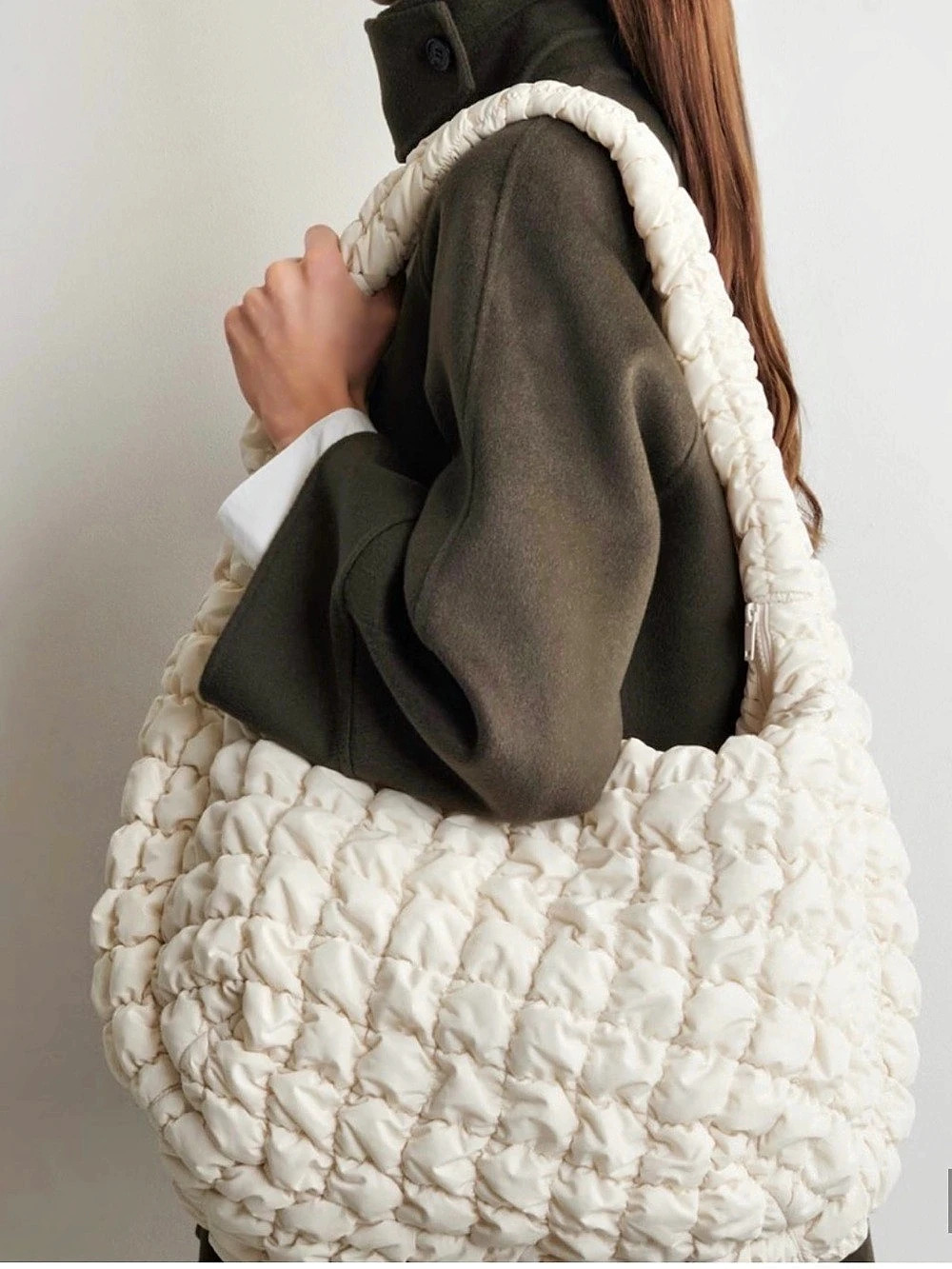 COS Oversized Quilted Crossbody Bag in White